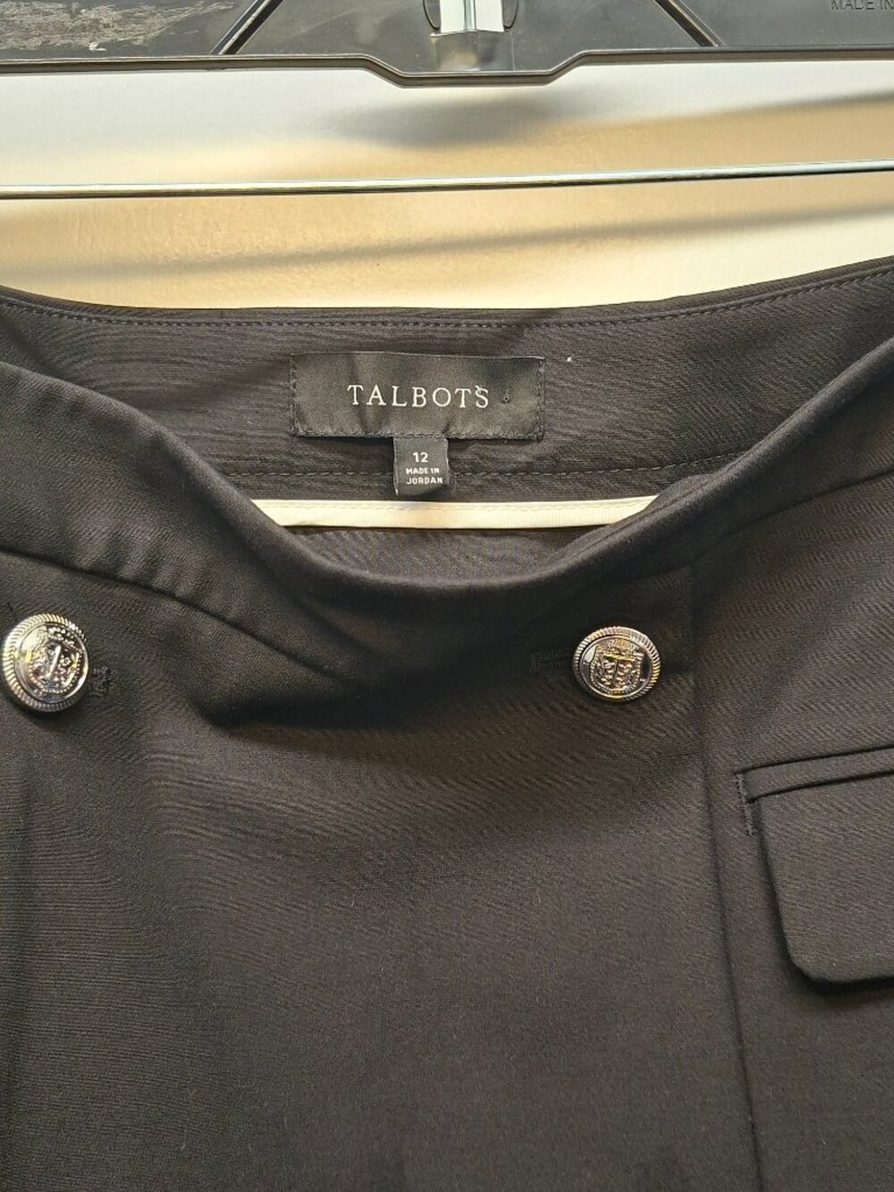 Talbots Short Black A-Line Skirt with Silver buttons - Picture 2 of 5